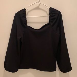 Medium, black puff sleeve top with square neck, brand: Madewell